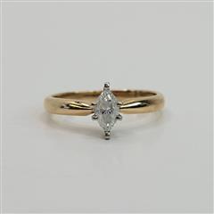 14K Yellow Gold  Marquise Cut Solitaire Diamond Engagement Ring Size 5, 2 Grams